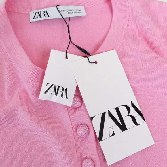 Zara Pink Cardigan Lightweight Soft 3/4 Sleeves XS - Picture 11 of 12